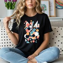 Abstract Geometric T-Shirt | Mid-Century Modern Circles & Triangles Tee | Minimalist Retro Graphic Shirt | Aesthetic Unisex T-Shirt XL