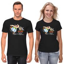 Asterix and obelix, Famous Characters Figure, Short Sleeve White-Black Men's / Women's T-Shirt F021 M