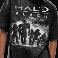 Halo Reach marškinėliai, Halo Reach 2010 m. vintažiniai marškinėliai, Rūgštinio plovimo oversized marškinėliai - 250 GSM, Grunge & Goth gatvės drabužiai, Vintažiniai plauti marškinėliai S