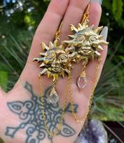 Sun Goddess Bohemian Crystal Earrings With Gold Plating For Women And Men