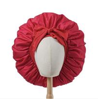 Silk-like Hair Care Sleeping Cap with Satin Wide Brim and Elastic Band to Prevent Frizz European-style Women's Curly Hair Cap arbūzo raudonos spalvos
