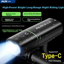 AUX Bicycle Night Riding Front Light Rechargeable Nighttime Mountain Road High Brightness Flashlight Cycling Equipment Super Bright
