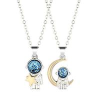Charm Pendant Astronaut Moon Lovers Fashion Jewelry Korean Style Choker Couples Necklace Spaceman sidabras