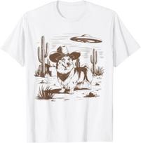 UFO Corgi Cowboy Dog T Shirt Funny Western Alien Vintage 90s Graphic Tee 4XL