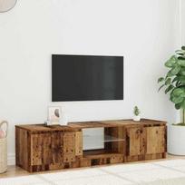 vidaXL Meuble TV avec lumières LED vieux bois bois d'ingénierie, support TV, meuble multimédia, console TV, meuble hifi 856349