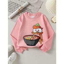 Girls' Crewneck Sweatshirt Cute Sushi Character Eating Rachildren Bowl Machine Washable, Spring And Autumn 110 rožinė