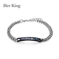 Gift Men and Women Love Bangle His Queen Stainless Steel Her King Couple Bracelets Her King