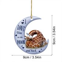 Acrylic Flat Moon Animal Pet Dinosaur Car Rearview Mirror Pendant Personality Decoration Car Pendant