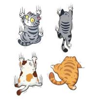 Cartoon Scratch Cat Wall Sticker Funny 4 Climbing Cats Sticker Cute Cat Bumper Decal