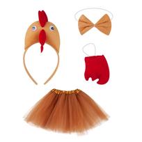 Easter Chicken Costume Set Hairband Chicken Headbwear Rooster Headbands Bowtie Skirt Animal Hair Hoop Set