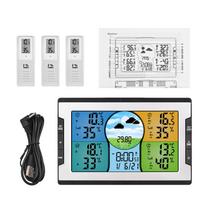 Digital Wther Station with 3 Remote Sensors 328ft/ 100m Indoor Outdoor Temperature Humidity Monitor Alarm Clock with Snooze Thermohygrometer with Wthe