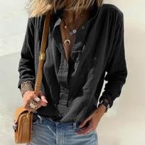 Women's Fashionable Casual -color Top L juoda
