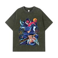 275 GSM Washed T-shirts 100% Cotton Solo Leveling V14 Print Unisex Heavy Cotton T Shirt S armijos žalia spalva