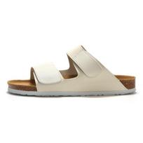 Foot Men's Cork Slippers Tide Student One-Flip Double Belt Men's Beach Shoes Frosted Leather 39 balta