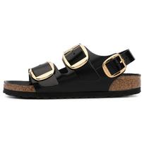 Birkenstock  Milano Big Buckle Natural Patent Leather Narrow Black Women Sneakers 1024211 38