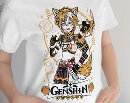 Hu Tao Genshin Impact Japan Aesthetic Anime Japanese Vaporwave Genshin Impact Raiden Shogun Gaming T-Shirt, Anime Waifu Shirt M
