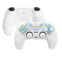 PlayVital PS5 Controller Silicone Protective Charging Stand Soft Case with Thumb Caps Theme Stickers Magic Wings Cover, Compatible, Anti-Slip Grip, & balta