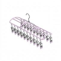 Stainless Steel 20 Clips Sock Drying Rack Windproof Unmarked Underwear Drying Rack  Indoor violetinė