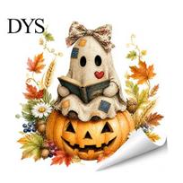 Seasonal Glass Art Vintage Patch Ghost Static Window Clings, Halloween Thanksgiving Pumpkin Bow Maple Leaf Decorative Cling Stickers, Reusable A