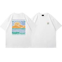 American Retro Pattern Printed ShortSleeved Crew Neck Cotton TShirt Unisex Oversized Top Casual Loose Fashion Streetwear Top S