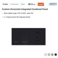 JEKON Tuya Zigbee Horizontal Integrated Smart Wall Panel Modular Splicing For Villa Whole House Lighting Intelligent Control Sys 172mm*86mm&Chinese Standard juoda