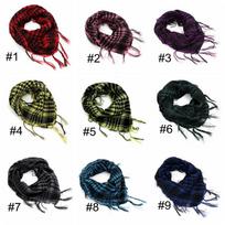 HD03 Outdoor Cotton Scarf Shemagh Tactical Desert Keffiyeh Head Neck Scarf Arab Wrap Tassel Scarves