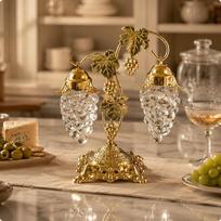 Ornate Grape Jar European Design Glass Storage Metal Lid Tabletop Ornament auksas