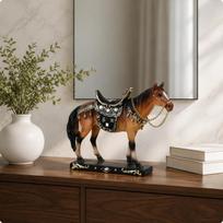 Standing Horse Figurine SaddleStyle Ornate Equine Desk Ornament M24018 M24018
