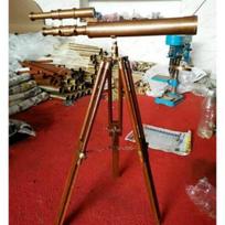 Antique Brass Telescope 18  With Wooden Tripod Stand Nautical Floor Standing ruda
