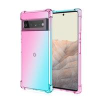 Gradientinis silikoninis dėklas Google Pixel 9 Pro XL 9 8A 7 6A 5A 4XL 4A, keturi kampai apsaugoti nuo smūgių oro pagalvėlėmis, minkštas TPU, skaidrus galinis dangtelis Pixel9 Pro Pixel 9 Pro XL rožinė žalia spalva