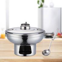 Alcohol Pot Camping Cooker Round Chafing Dishes Hotpot Buffet Dish for Family argent