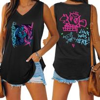 Arcane Broken Jinx Graffiti Art Tank V-neck Female Vest Loose Oversized Women No Sleeves Top 5XL brown