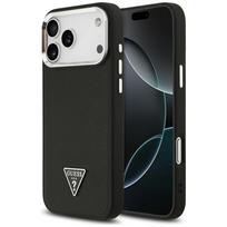 Guess Grūdėtas Trikampio logotipas Magnėtinis dėklas telefonui iPhone 17 Pro Max - juodas