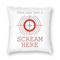 Place Your Face & Scream Here Square Pillowcase Polyester Linen Velvet Creative Zip Decorative Pillow Case Home Cushion Case 12x12Inch