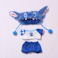17cm Labubu lėlės drabužiai Madingas pliušinis Stitch rinkinys Mielas animacinis kostiumas Lėlės aksesuarai Dovanos No Dolls mėlyna