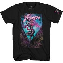 Marvel X-Men Psylocke viršelis Superherojų komiksai Oficialiai licencijuotas suaugusiųjų marškinėlis L juoda