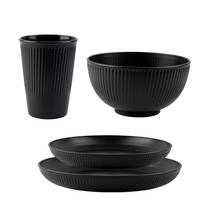 4Pcs Reusable Plastic Tableware Set Including Plates Bowls and Cups Suitable for Family Picnics and School Supplies