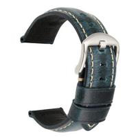20/22/24 mm vintažinis reguliuojamas natūralios odos laikrodžio apyrankės riešo keitimas 24mm Silver Buckle mėlyna