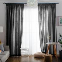 Vienos spalvos Daugiaspalvės Bay lango tinklelio durų užuolaidos Panelė Plonas tiulis Svetainei Vestuvių dekoravimui W100xL200CM(Top Pocket) juoda