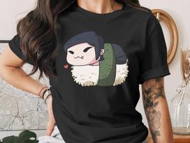 Cute Sushi Halloween Vampire T-Shirt, Japanese Anime Gift, Kawaii Anime Sushi Shirt, Cute Japan Manga Art M
