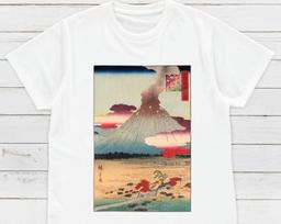 Ukiyo-e Mountain Asama T-Shirt, Hiroshige II Woodblock Art M