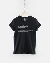 Procaffinate T-Shirt, Funny Coffee Definition Shirt, Caffeine Humor Graphic Tee, Coffee Lover Top, Gift for Coffee Lover L