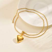 Classic Heart Locket Pendant Necklaces for Women Girls Gold Plated Stainless Steel Flower Necklace Charm Jewelry Christmas Gift