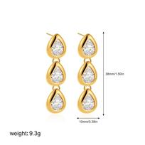Stainless Steel Waterdrop Shape Crystal Dangle Earrings for Women Glossy Metal PVD Gold Plated Droplet Stud Trend Ear Jewelry