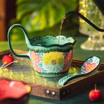 Green Shadow Ceramic Mug Retro Office Coffee Cup for Home Breakfast Couples Gift Wholesale 301-400ml žalia