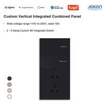 JEKON Tuya Zigbee Vertical Integrated Smart Wall Panel Modular Assemble for Villa Whole House Lighting Intelligent Control Syste 172mm*86mm&Chinese Standard juoda