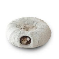 New Arrival All Seasons Cat Dog House, Long Plush Pet Bed Folding Portable Warm Soft Calming Pet Tent Nest for Small Medium Pets (Gray,85*26cm) pilka spalva