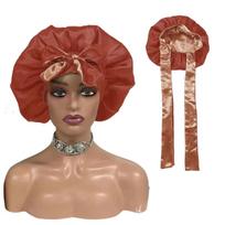 Hair Bonnet Satin Custom logo  Silk  Bonnets Double Layer Bonnet with Long Tie