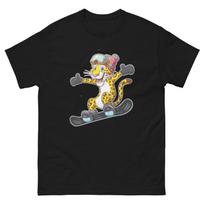 Leopard Snowboarding Fun Cartoon Snowboarder Shirt T-Shirt M