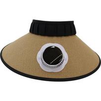 Solar Powered Cooling Fan Sun Visor Hat, Wide Brim UV Protection Empty Top Cap for Women, 3 Speeds Adjustable Adult Size